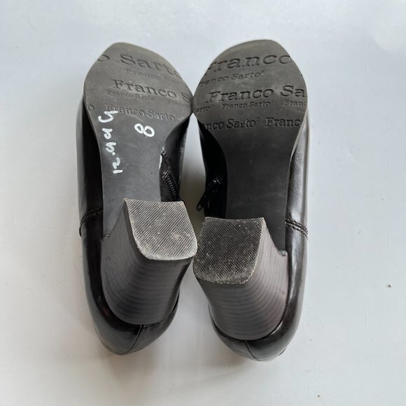 Franco Sarto Remo Heeled‎ Square Toe Brown Leather Zip Pumps Shoes Womens… - Picture 9 of 9